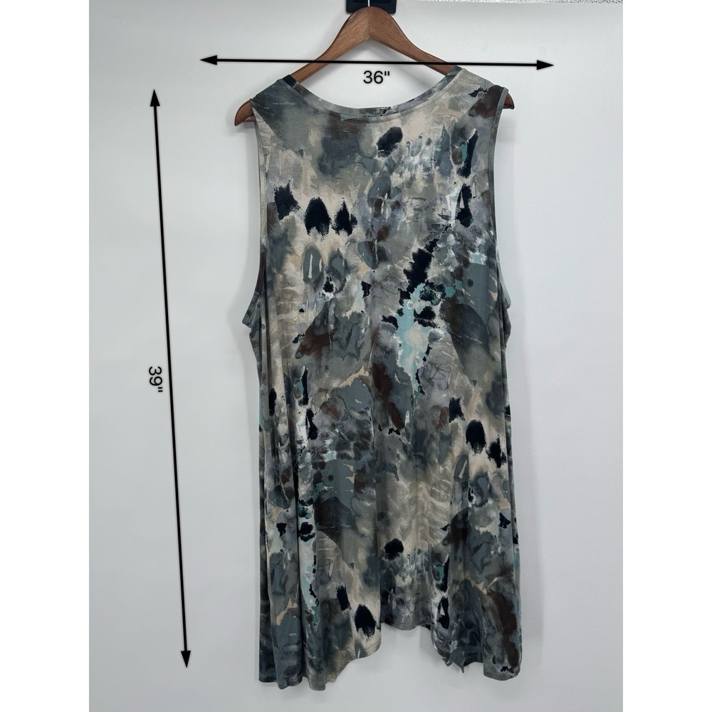 LOGO Layers By Lori Goldstein Tank Dress Handkerchief Hem Neutral watercolor - Picture 3 of 7